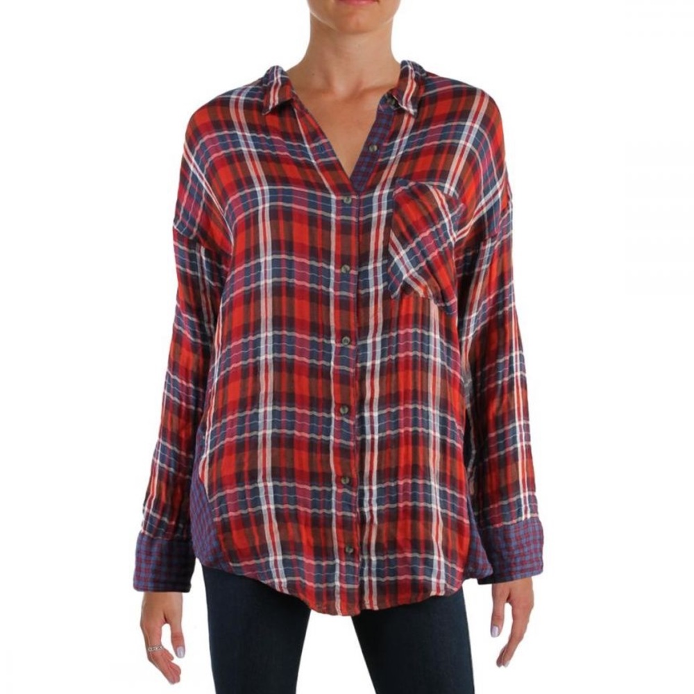 COPY - Free People One of the Guys Plaid Button D…